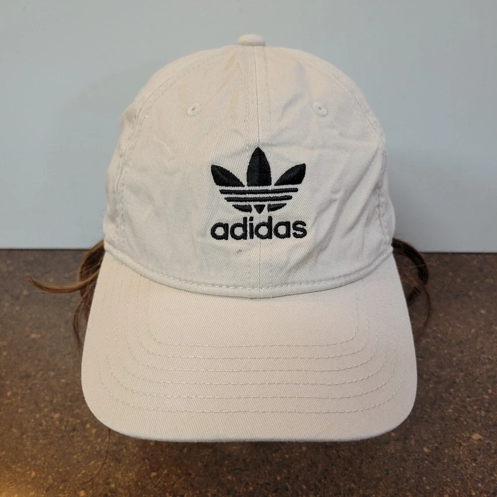 Adidas Baseball Cap Mens One Size White 3 Stripes Embroidered Logo Strapback Hat